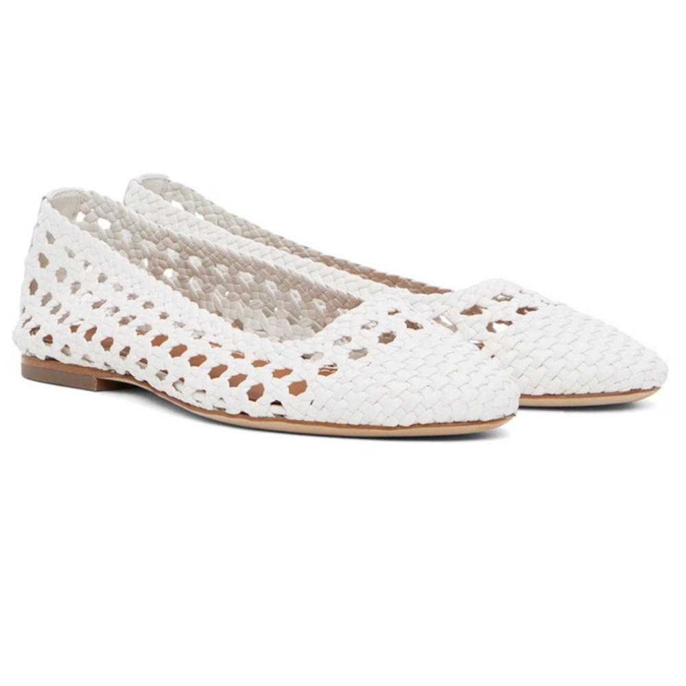NWT Staud Nell Crocheted Leather Ballet Flat White 39.5 / 9.5